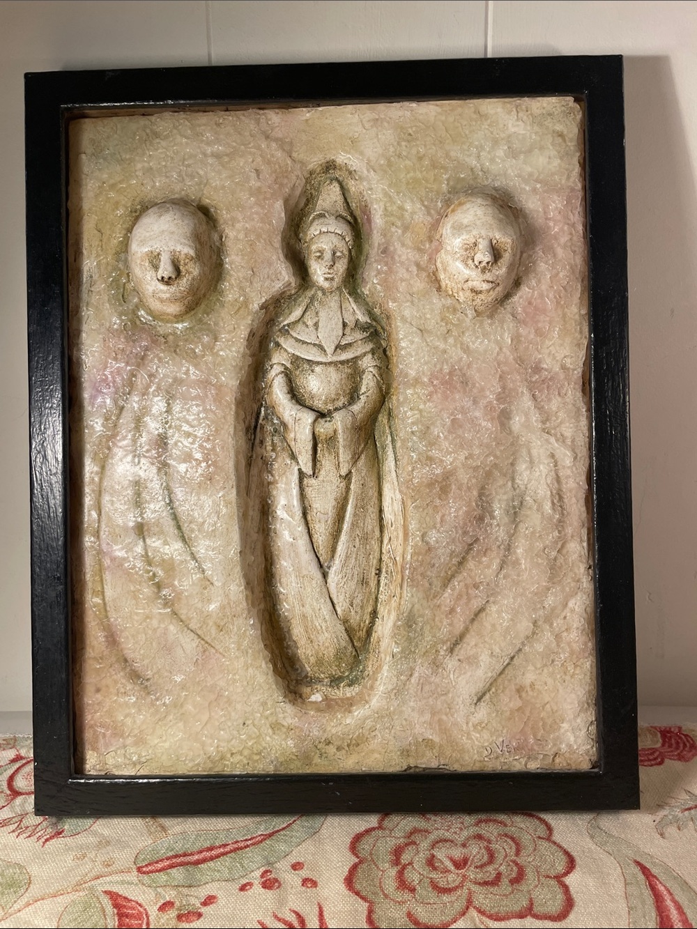 Original Signed "D. Vera" Mixed Media Bas-Relief Sculpture 3D Wall Sculpture